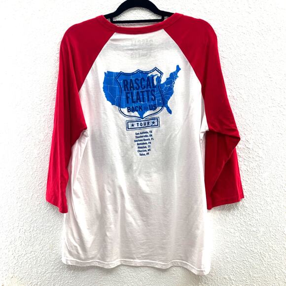 Rascal Flatts White Red Back To Us Tour Concert Band Raglan Baseball Tee T Shirt - Picture 3 of 5